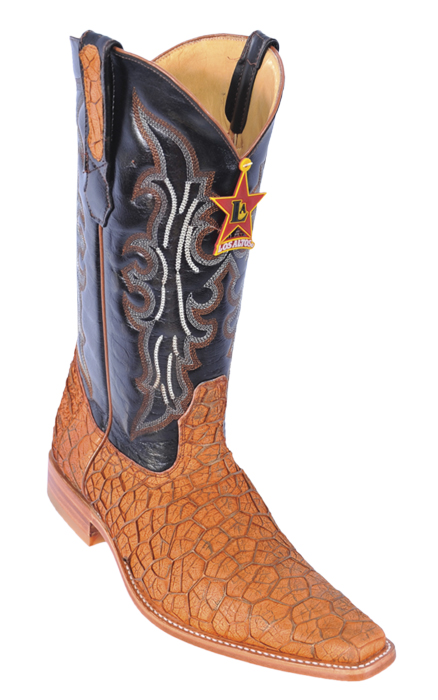 Los Altos Cognac Genuine All-Over Menudo Square Toe Cowboy Boots 714503 - Click Image to Close